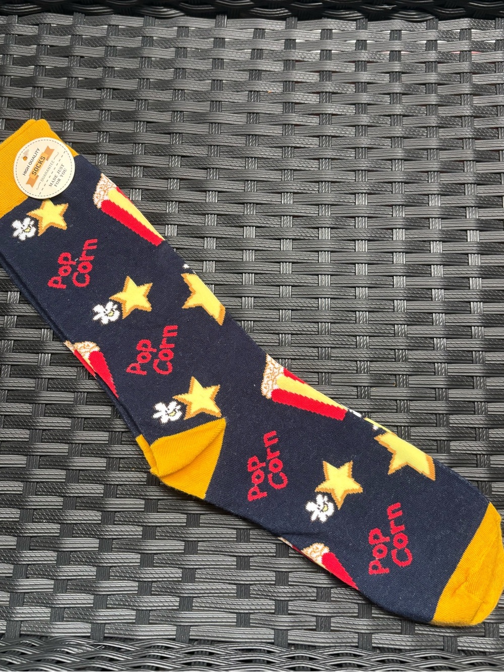 Popcorn Socks. Tall, Stretchy, Comfortable, Lightweight. Novelty.